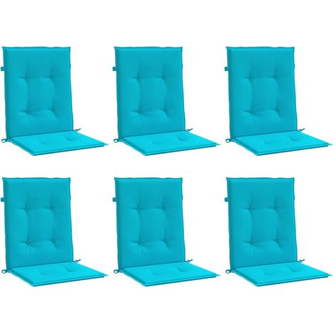 Cojines para silla con respaldo bajo 6 uds tela turquesa vidaXL