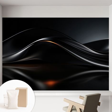 Papier peint intissé à motifs décoratifs pour salon chambre et bureau Décoration murale élégante avec colle Vagues métalliques 152x104 cm (1/5)