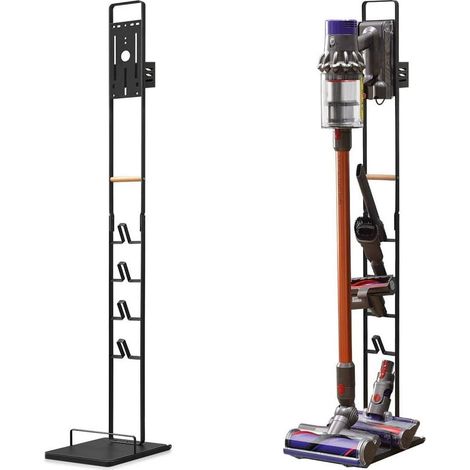 Support mural sans fil pour aspirateur en métal, rangement pratique, accessoire compatible Dyson V15 V12 V11 V10 V8 V7 V6, noir (1/5)