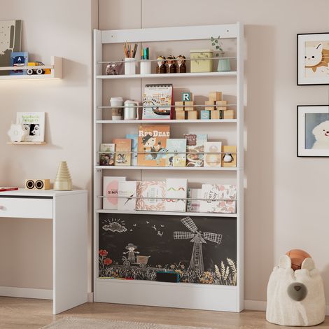 Étagère, 4 niveaux de rangement, noir, 100 x 10 x 180 cm, pour chambre enfant, gain de place pour chambre d’enfant, rangement ouvert