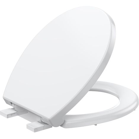 Abattant WC rond – Fermeture douce et silencieuse – Démontage rapide, installation par le dessus – Compatible toilettes standard – Design plat moderne – 17" Round All White Plain Cover (1/5)