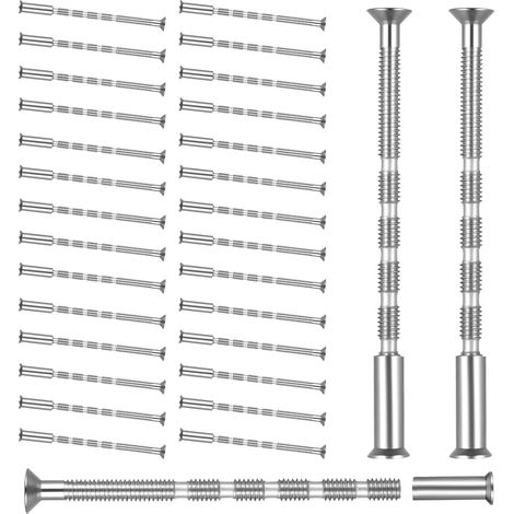 30 Set di Vis Poignée de Porte, M4 Vis Pointeau pour Poignée de Porte, Boulons de Connexion et Manchons pour Rosaces de Poignées de Portes, Fixations à Boulons pour Tiroirs Armoires (1/5)