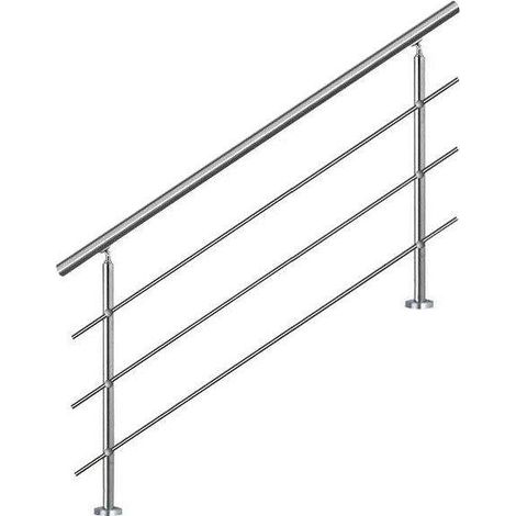Main courante d'escalier 140cm AHM1403 – Garde-corps en inox 304SS – Résistante aux intempéries – Installation à plat ou inclinée