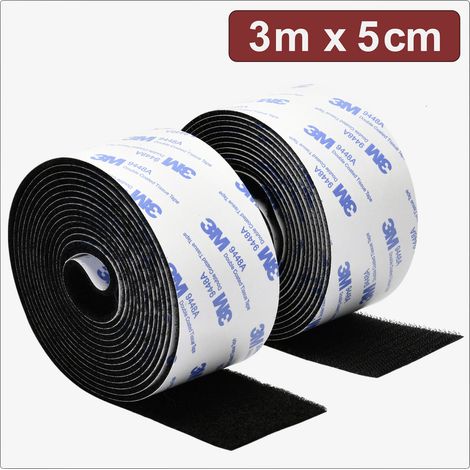 Quadrios 24CA322 Klettband zum Aufkleben Haft- und Flauschteil (L x B) 3 m x 5 cm Schwarz 3 m