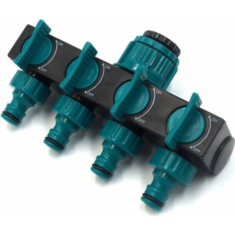 Répartiteur de Tuyau d 'arrosage 4 Voies Arrosage Splitter Arrosage du Jardin Outil d'irrigation avec Vanne d'arrêt Normes Européennes (1/5)