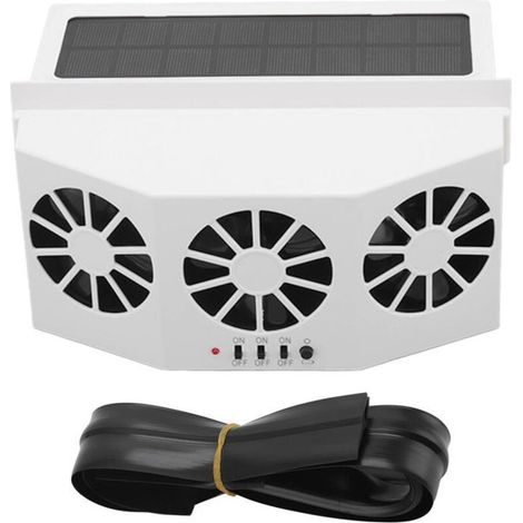 Refroidisseur voiture solaire 3 ventilateurs grand angle ventilation efficace ABS blanc (1/5)