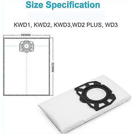 Sac filtrant pour aspirateur compatible avec KFI 357 KFI357 KA 40, sac de rechange pour 2.863-314.0WD2 Plus Edition 0619 (1/4)