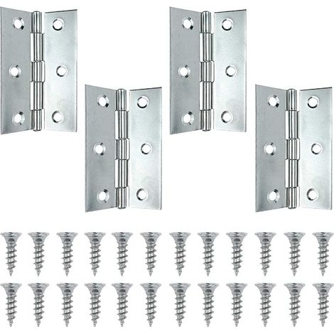 Charnières en Acier Inoxydable, Charnières pour Portes, Charniere Porte de Porte Pliantes en Acier Inoxydable Paumelle Charnière pour Meubles Matériel Armoire Garde Porte Tiroir (4 pièces)