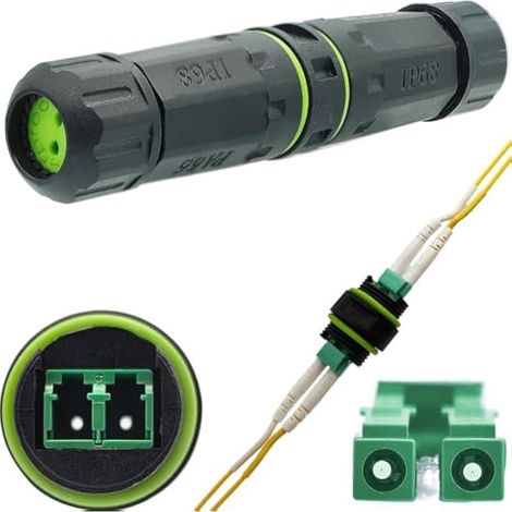 LC connector, Connecteur fibre optique étanche LC, connecteur étanche extérieur IP68, coupleurs de câble fibre optique duplex LC vers LC (1 Pcs) (1/5)