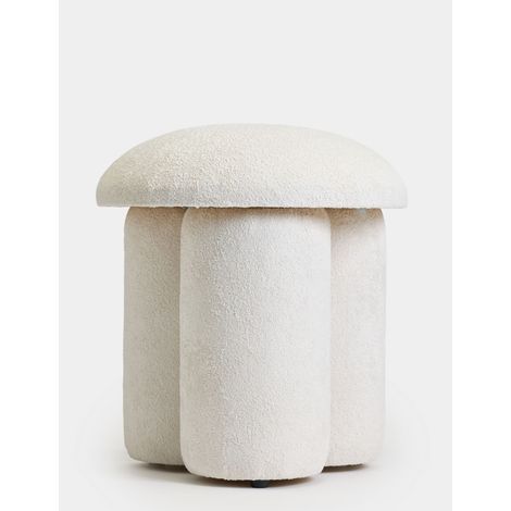 Pouf en tissu "Magnus" - 45 x 45 x 48 cm - Blanc (1/4)