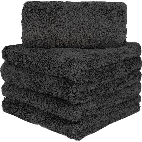 Chiffon Microfibre Voiture Chiffon Voiture Polissage Super Absorbant Séchage pour Detailing Auto Moto 40 x 40 cm Lot de 5 Noir (1/4)