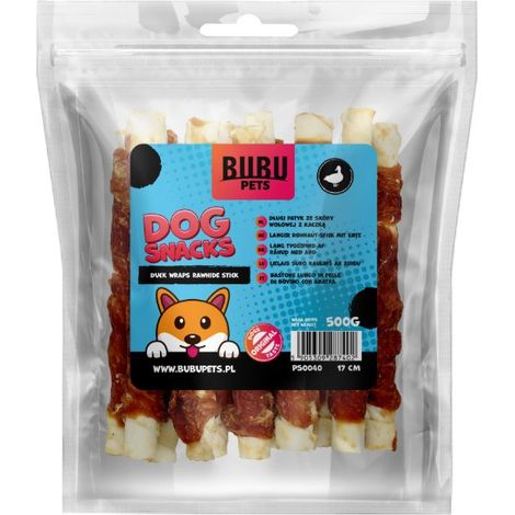 Bubu Pets Friandises pour chiens Sachet de 0,5 kg - Bâtonnets de bœuf enrobés de canard, 17 cm 500 g