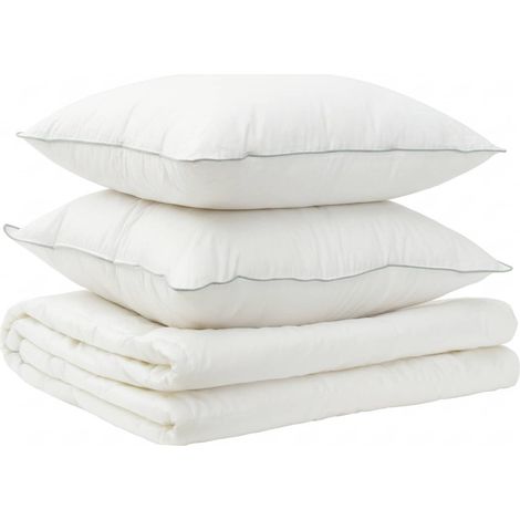 Bettdecke und Kissen Set 3 pcs 135x220 cm Sommer 200 GSM Wolle vidaXL (1/5)