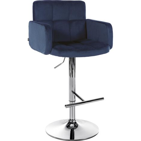 Barhocker Los Angeles Samt blau chrom (1/5)