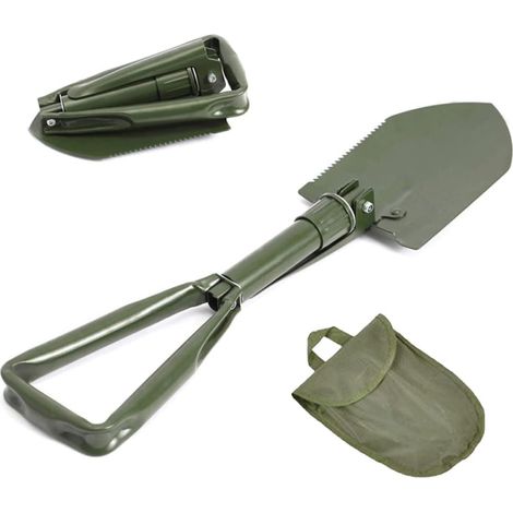 Pelle Pliante Militaire 3 en 1 - Pelle de Survie Portable - Outil Pliable pour randonnée, Camping, Chasse - 47 x 11 cm (1/5)