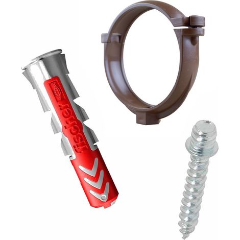 Ensemble de 1 collier tube de descente Ø80 Cuivre + 1 Vis 7x40mm + 1 Cheville Duopower 8x40mm - Arcanaute (1/4)