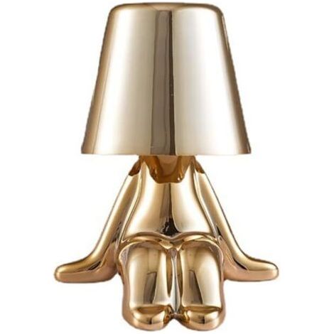 Lampe De Table Moderne Rechargeable LED Sans Fil, 3 Température De Couleur Réglable, Lampe De Bureau Portable En Métal Dimmable Touch Décoration Minimaliste Pour Restaurant/Chambre/Maison (Or-C) [Clas