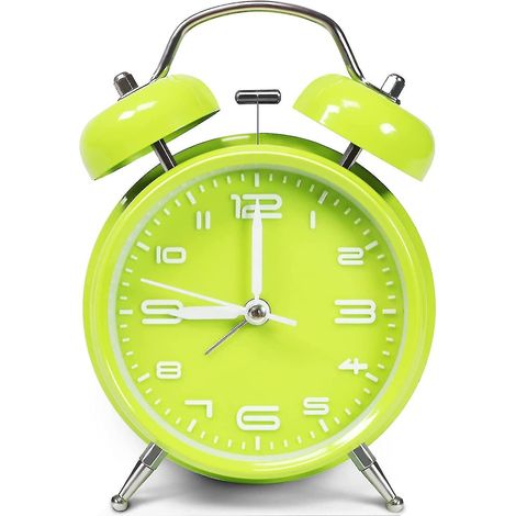 Sveglia rumorosa da 4 pollici, ideale per chi ha il sonno pesante, silenziosa senza ticchettio, con luce notturna integrata, alimentata a batterie, modello base con doppia sveglia, colore A906-53. (1/4)