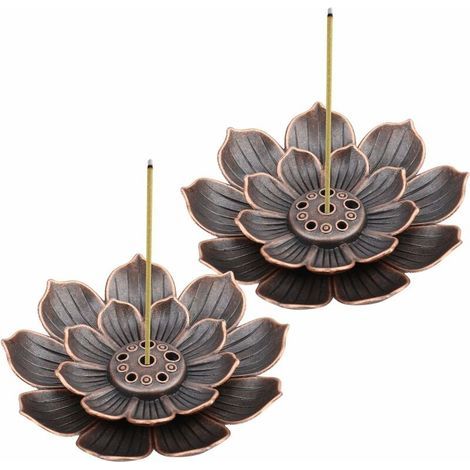 2-piece brass incense holder, Lotus incense holder, incense burner, 6-hole incense holder (incense sticks not included) (1/5)