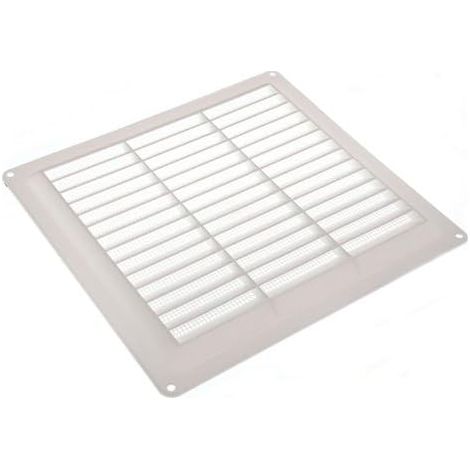 1 grille d'aération fixe en plastique blanc + moustiquaire 9 x 9. (1/2)