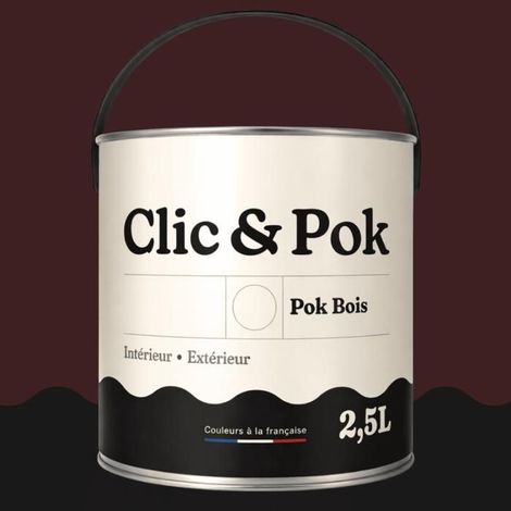 Peinture Bois Extérieur – POK BOIS - 2,5L - RAL 3007 - Rouge noir- Résistante aux intempéries - Ne s'écaille pas