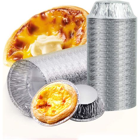 100 Einweg-Törtchenformen aus Aluminium zum Backen und für den Backofen (1/5)