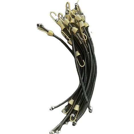 Cinghie elastiche, struttura robusta, ganci in metallo, colore nero, 10 pezzi (1/2)