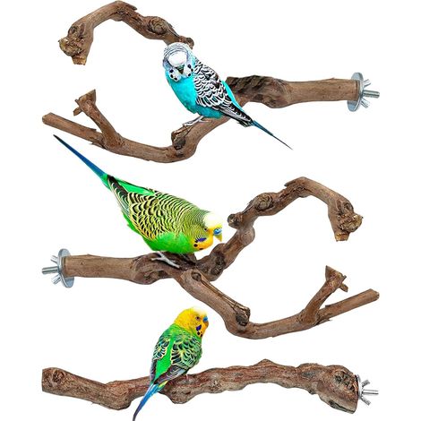 3 Pieces Grape Wood Bird Perch, Natural Wood Bird Perch, Branches for Birdcage, Suitable for Birds, Claw Sharpeners and Beaks (1/5)
