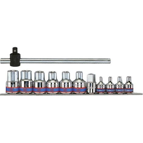 KING TONY - Jeu de 12 douilles Torx sur rail
