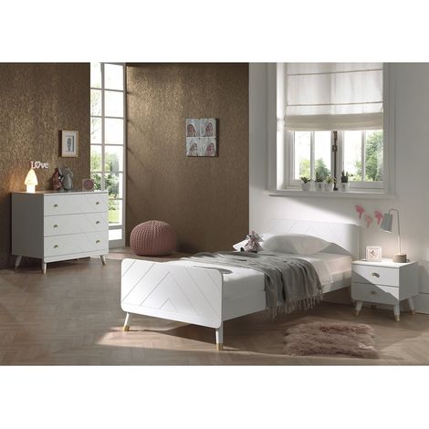 TINY WHITE - Chambre Complète Blanche 90x200cm (1/4)