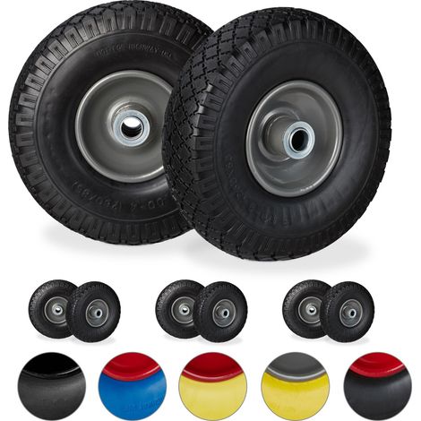 8 x Sackkarrenrad, pannensichere PU Vollgummireifen, 3.00-4 Stahlfelge, 20mm Achse, 100kg, 260x85mm, schwarz-grau