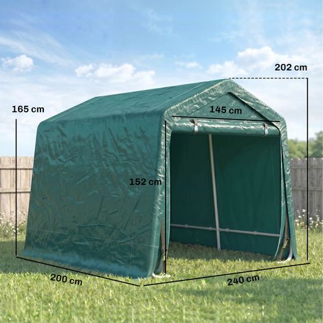 Abri extérieur pour motos et vélos, 2,4 x 2 m, en métal et toile PE, vert. (1/5)