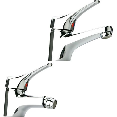 Coppia di miscelatori Paini serie Pilot Lavabo e bidet rubinetto piletta fissaggi (1/3)