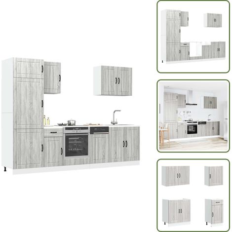 7-tlg. Küchenschrank-Set Kalmar Grau Sonoma Holzwerkstoff - Küchenschrank-Set - Küchenschrank-Sets - Küchenzeile Einbauküche - Küchenschrank (1/5)