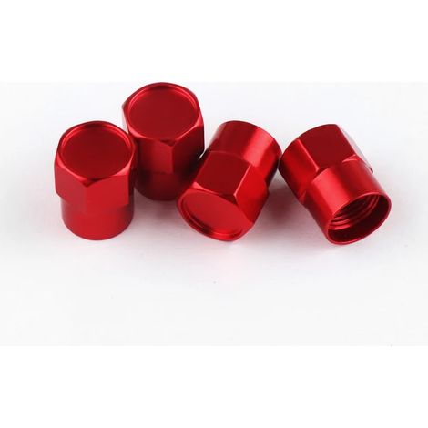 (Pour rouge) 4 bouchons de valve de pneu en métal avec badge Mustang ST RS, compatibles avec Fiesta, Focus, Fusion, Ranger, Explorer, Escape, Kuga et Ecosport (1/5)