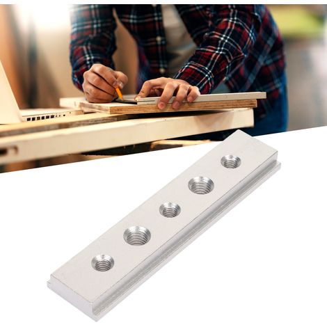 Rail de guidage de 100 mm pour le travail du bois, avec trous, en alliage d'aluminium, pour scie circulaire sur table, scie électrique, établi, modification DIY, couleur argent (1/5)