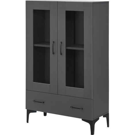 Estantería/armario con vitrina 115 x 70 x 31 cm gris oscuro 030008941 (1/5)