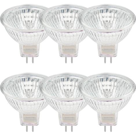 Lot de 6 ampoules halogènes GU5.3 MR16 35 W 12 V dimmables - blanc chaud 2800 K, 400 lumens, diffuseur en verre JZ DB