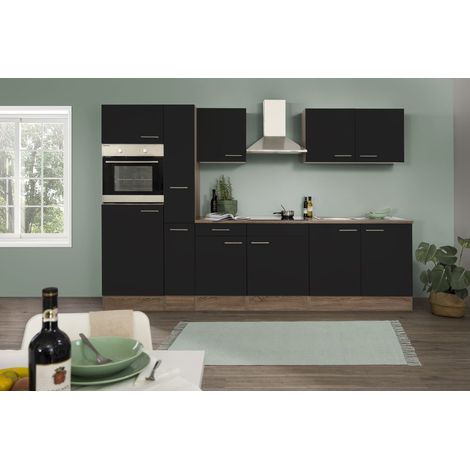 Cuisine Kitchenette Chêne York Noir Oliver 300 cm Respekta (1/4)