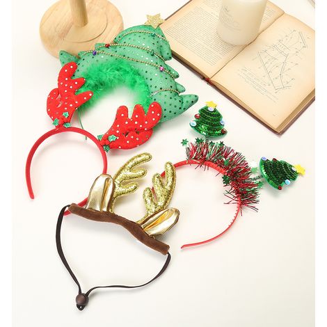 Décor de Noël 1 pièce, serre-tête bois de cerf et tête de bonhomme de neige, accessoire de fête pour adultes (1/5)