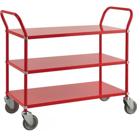 Kongamek Etagenwagen mit 3 Böden 900x440mm in Rot mit Bremse (1/3)
