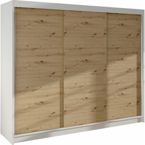 Armario Closico 159, Roble Artisan, 215x200x58cm, Puertas de armario: Correderas, Número de estantes: 9