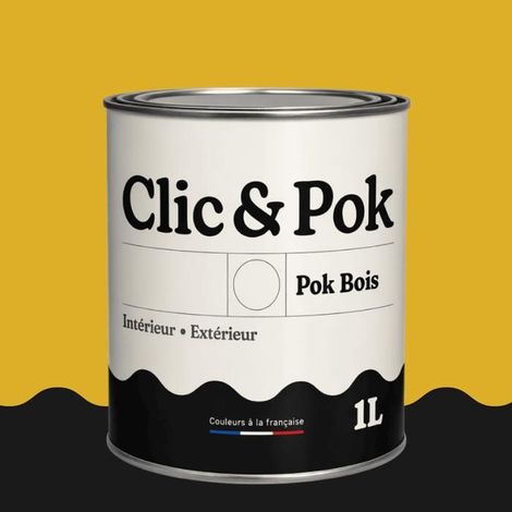 Peinture Bois Extérieur – POK BOIS - 1L - RAL 1012 - Jaune citron- Résistante aux intempéries - Ne s'écaille pas