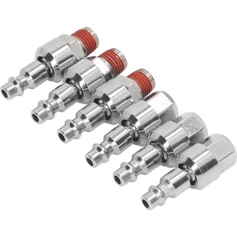 Raccords rapides pour compresseur 6 pièces 1/4 NPT, coupleur pneumatique rotatif 360°, bouchons mâles en acier inoxydable (1/5)