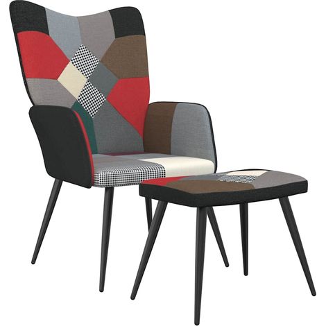 Chaise avec repose-pied Chaise de relaxation Patchwork Tissu Chaise de salon 40452 (1/5)