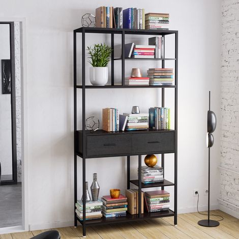 UNHO Librería de Pie con Cajón Industrial Estantería Alta para Oficina Casa (1/5)