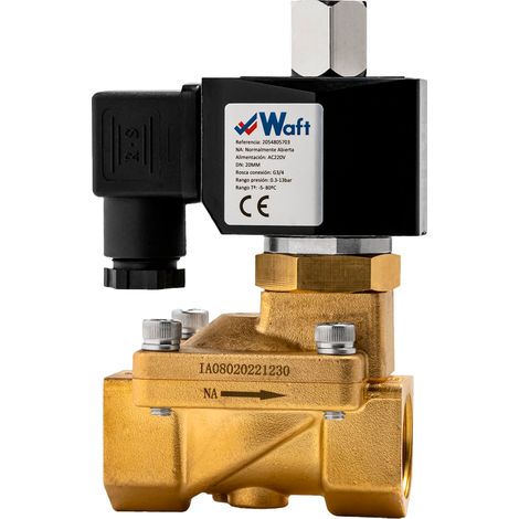 Electroválvula 2 vías Waft normalmente abierta NA Ø 3/4" 220V AC 13 bar (1/2)