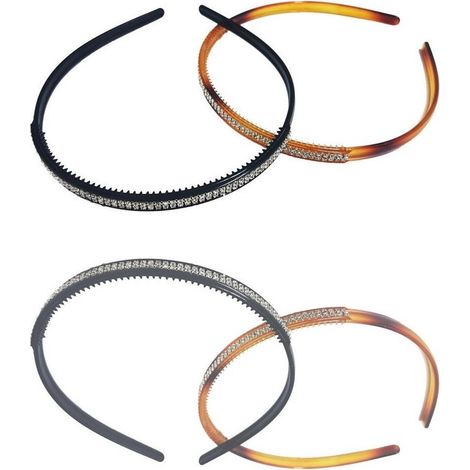 TrAdE Shop Traesio - 4 Cerchietto Frontino Capelli Fermacapelli Accessori Brillantini Acconciatura -