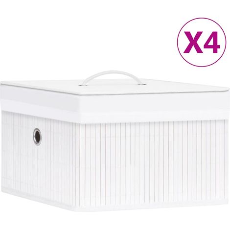 Boîtes de rangement en bambou 4 pcs-Coffre de rangement-Stockage Rangement Blanc 695293 (1/5)