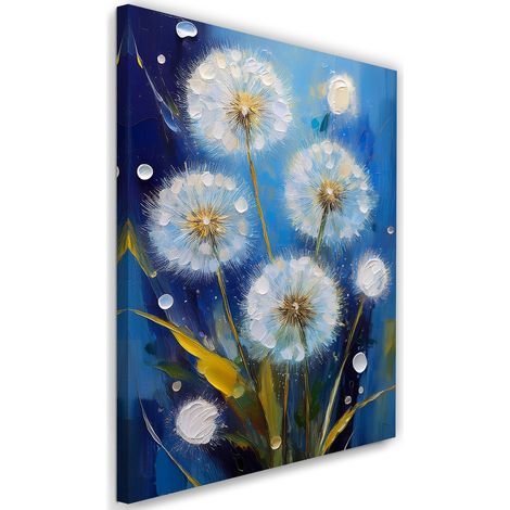 Tableau déco Fleurs de souffleurs peintes en bleu 40x60 (1/5)